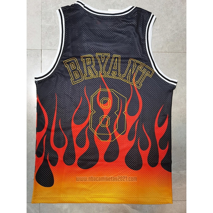 Camiseta Los Angeles Lakers Kobe Bryant #8 Flames Negro